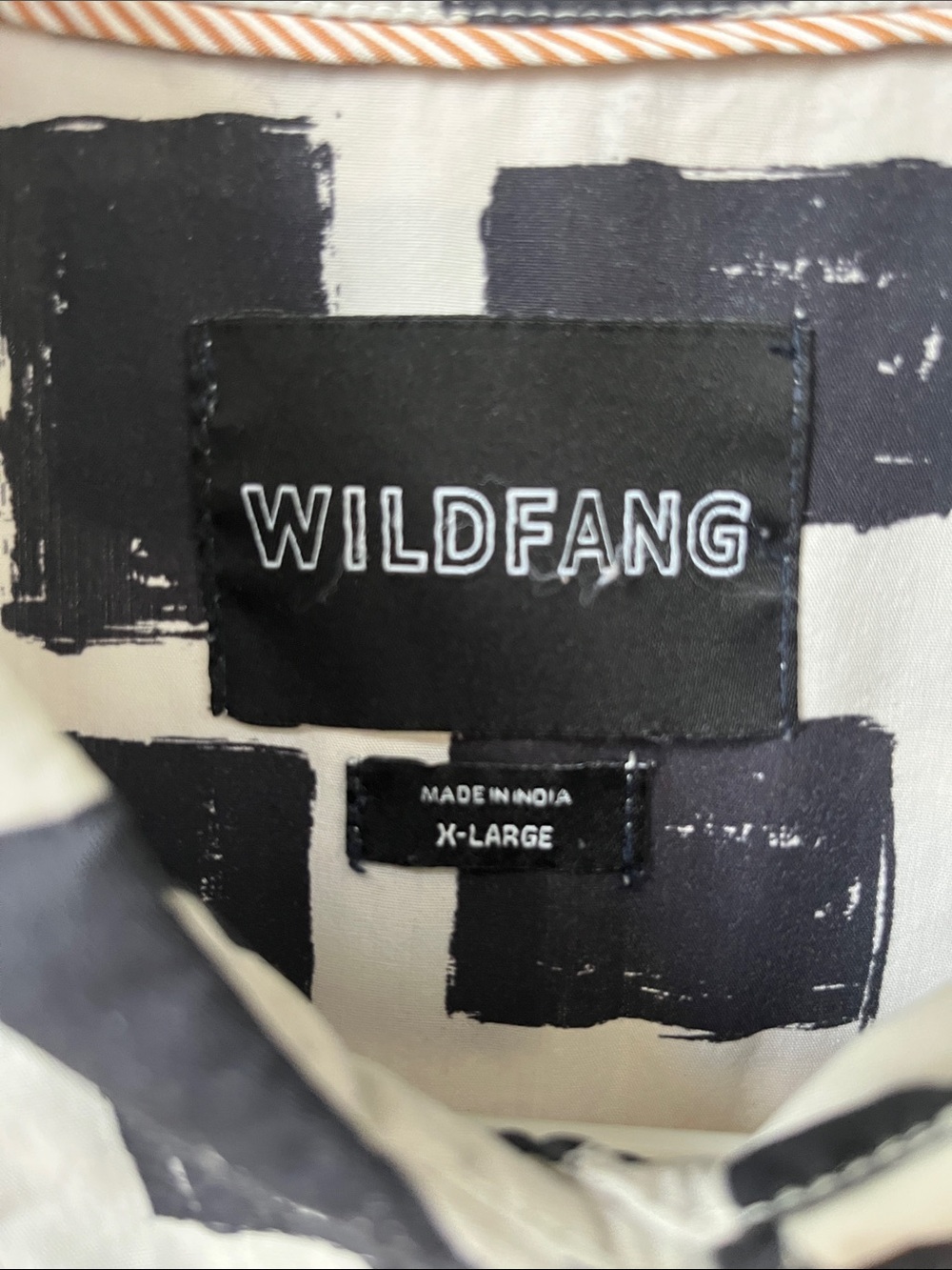 Wildfang Navy and White Brush-Block Button-Up with removable sleeves - Picture 2 of 7